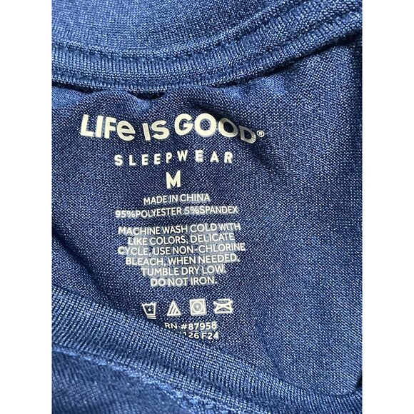 Life Is Good Sleepwear Weekend Warrior Long Sleeve Shirt Mens M Navy Blue - Picture 5 of 5